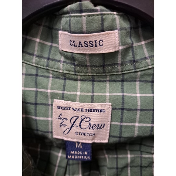 J. Crew Stretch Classic Men's Long-Sleeve Button-Up Shirt Green Checkered - Picture 6 of 6